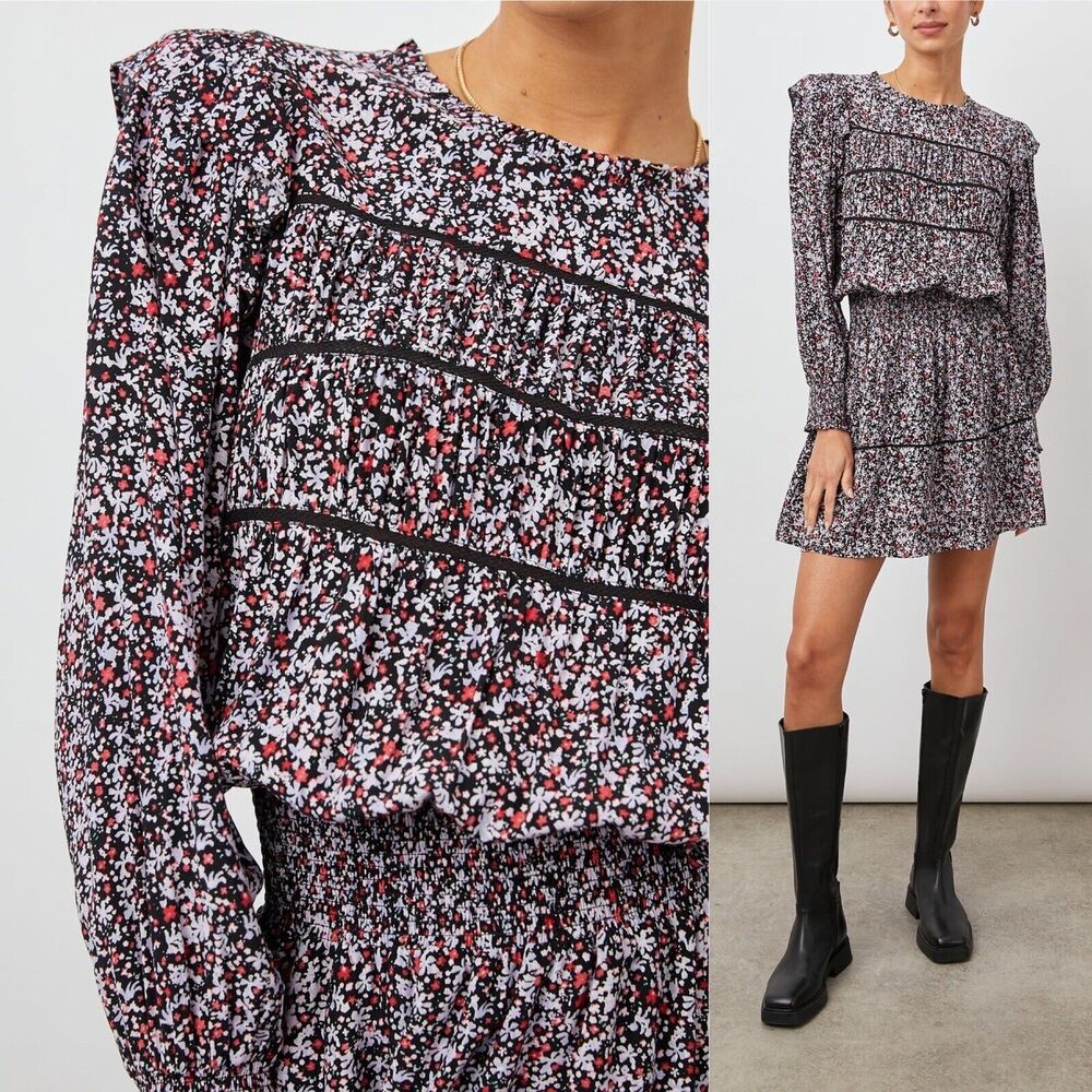 Rails Floral Mini Dress - Black, White, Red